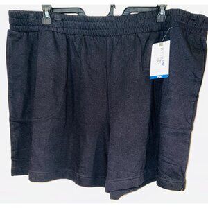 Terra & Sky 3X (24w-26w) Womens Plus Size Black Pull-On Shorts With Pockets